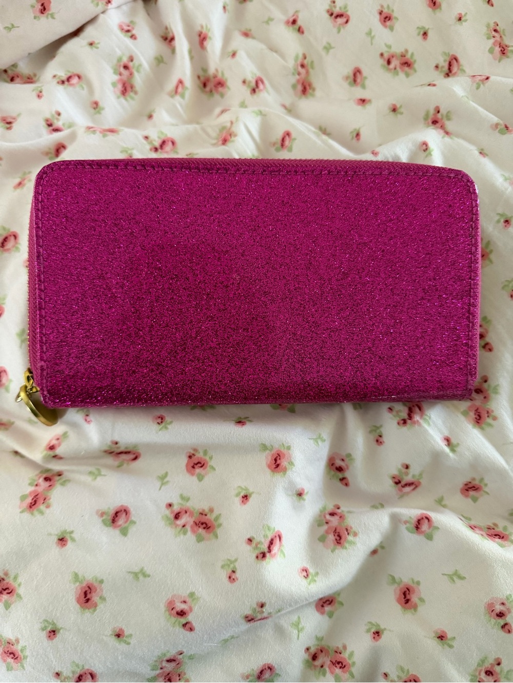 Kirks Folly Glitter Goddess collection Hot Pink Glitter Zip Around Wallet